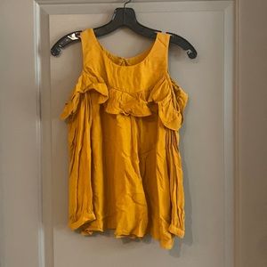 Maeve mustard yellow cold shoulder blouse